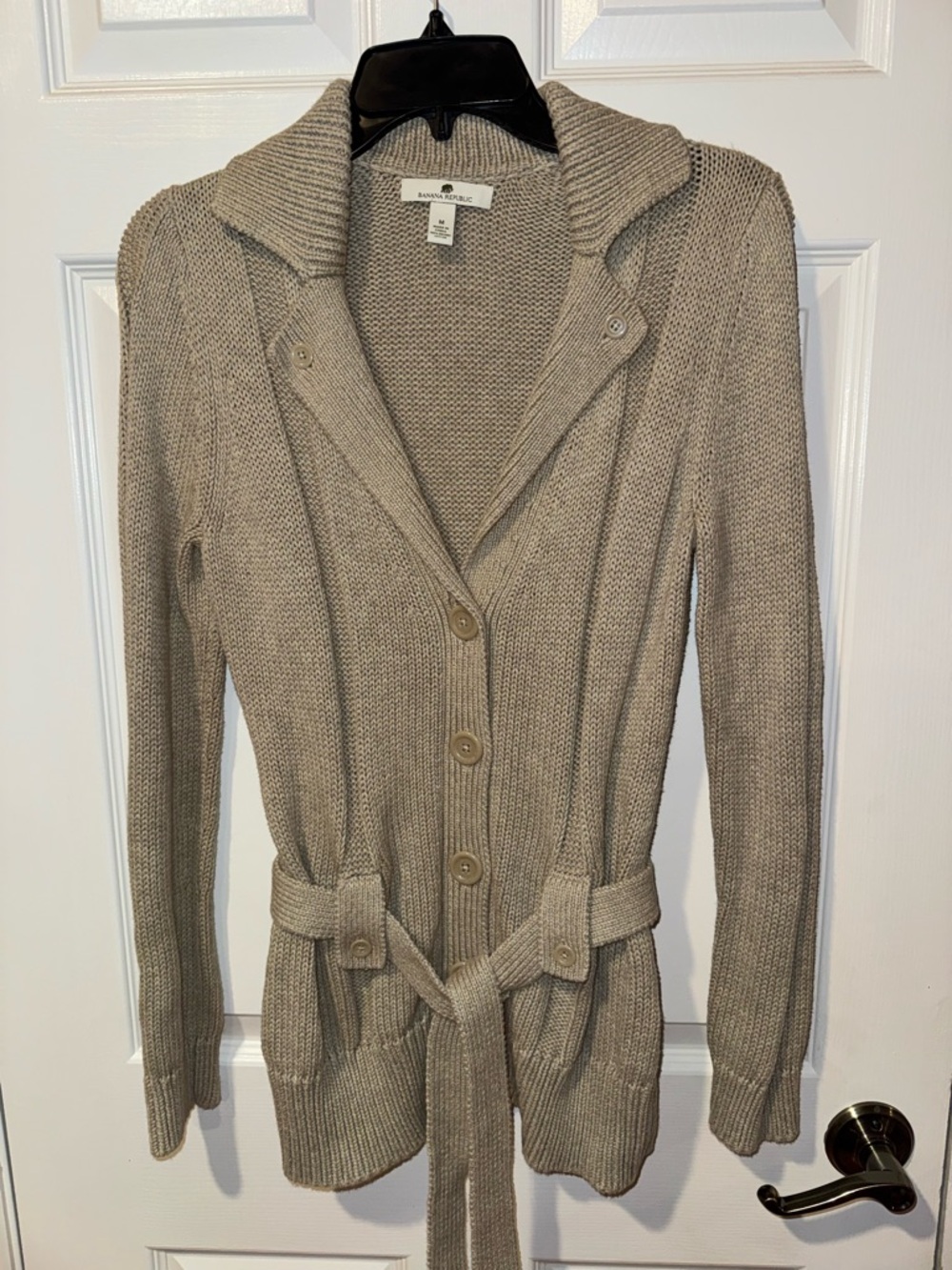Banana Republic Taupe Belted Knit Cardigan